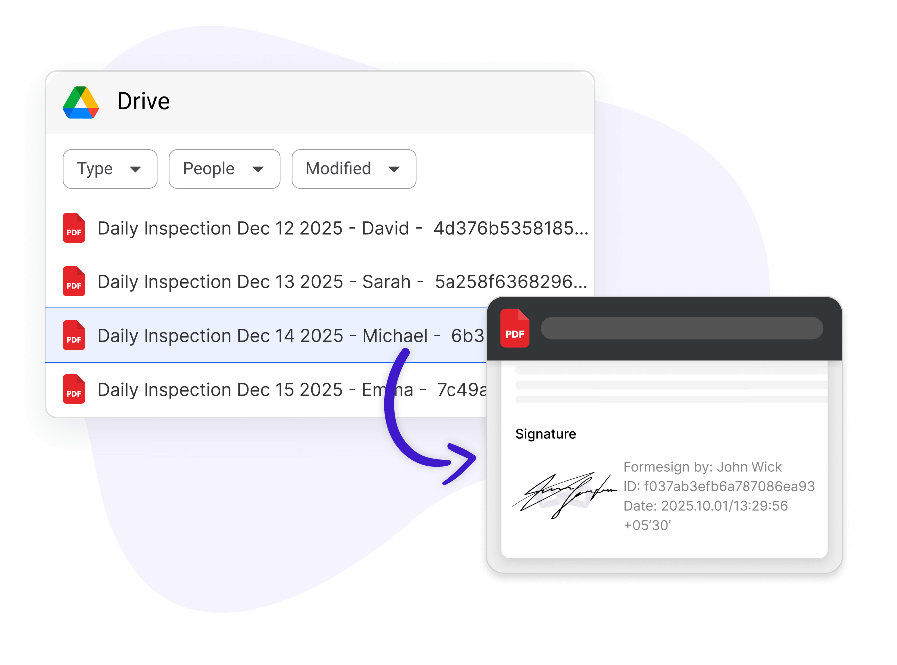 Signed PDFs in Google Drive